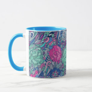 Tasse Motif floral coloré de griffonnage