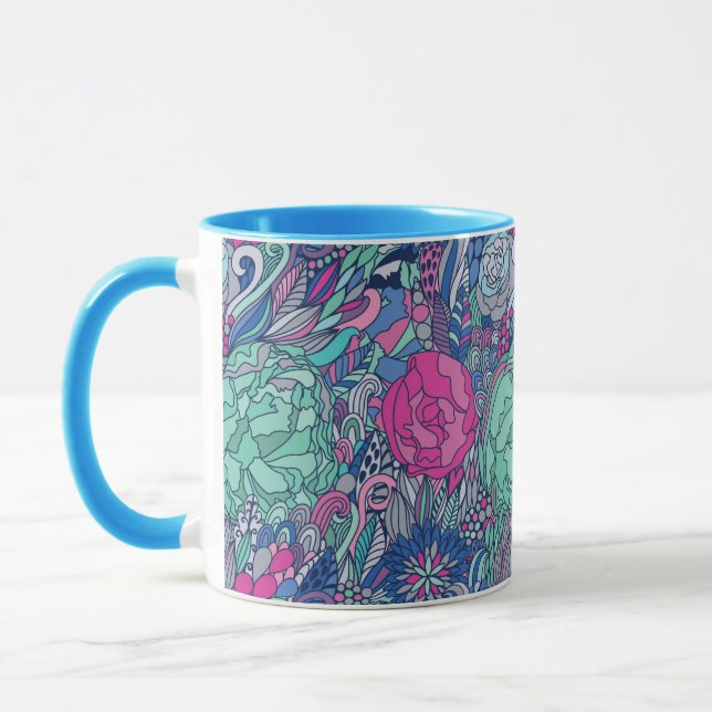 Tasse Motif floral coloré de griffonnage (Gauche)