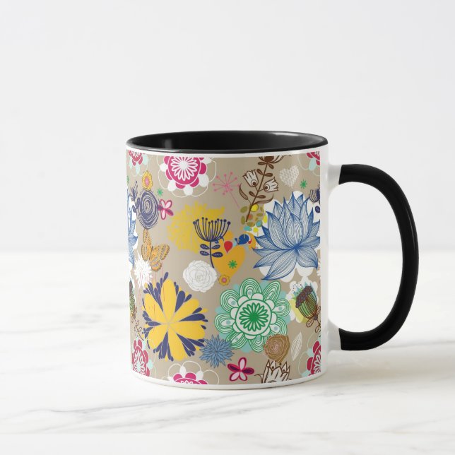 Tasse Motif floral dans le rétro style 3 (Droite)