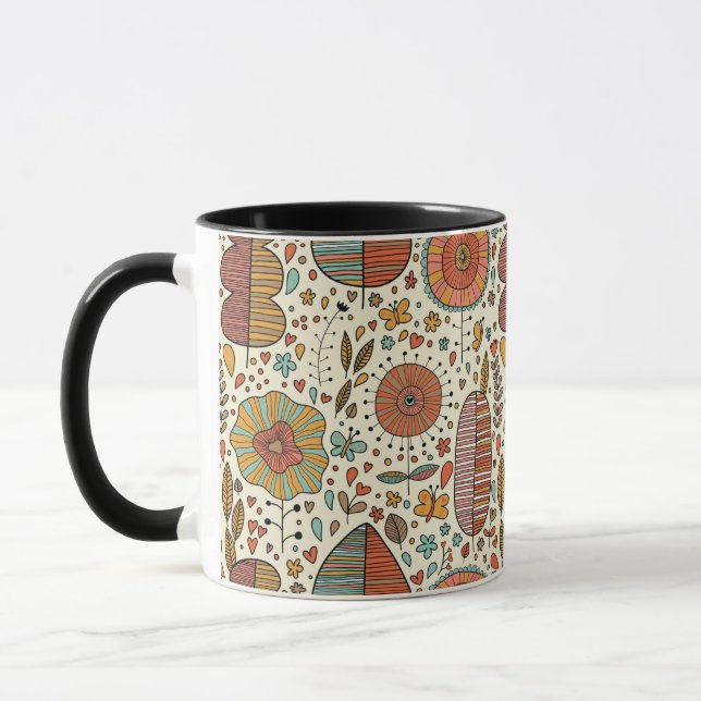 Tasse Motif floral d'été fait de feuille (Gauche)