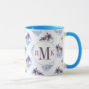 Tasse Motif géométrique pourpre de palmier d'aquarelle