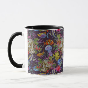 Tasse Motif grunge de vie marine