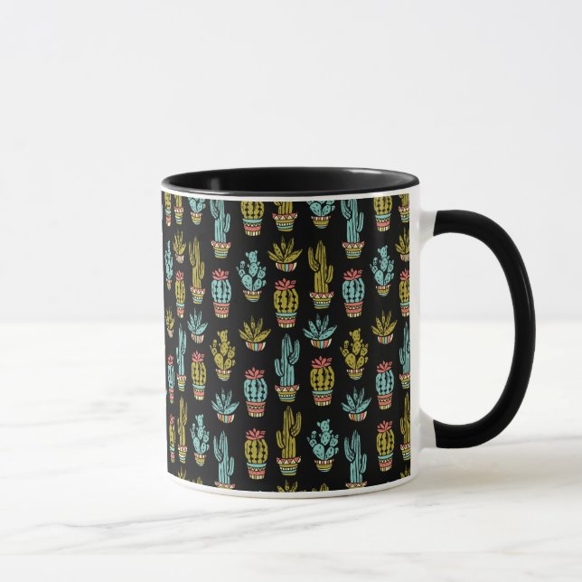 Tasse Motif grunge foncé de cactus (Droite)