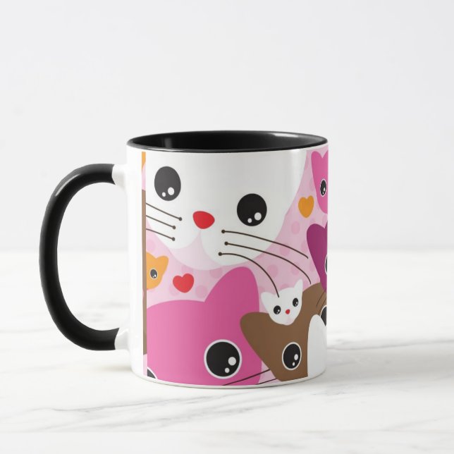 Tasse motif mignon d'arrière - plan de chat de chaton (Gauche)