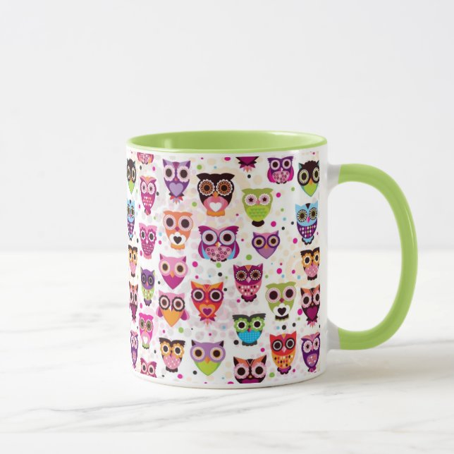Tasse Motif mignon d'arrière - plan de hibou pour des (Droite)