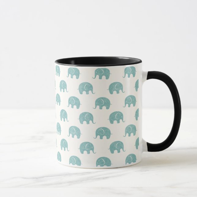 Tasse Motif mignon turquoise d'éléphant (Droite)