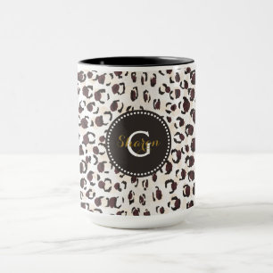 Tasse Motif moderne chic brun cheetah imprimé monogramme