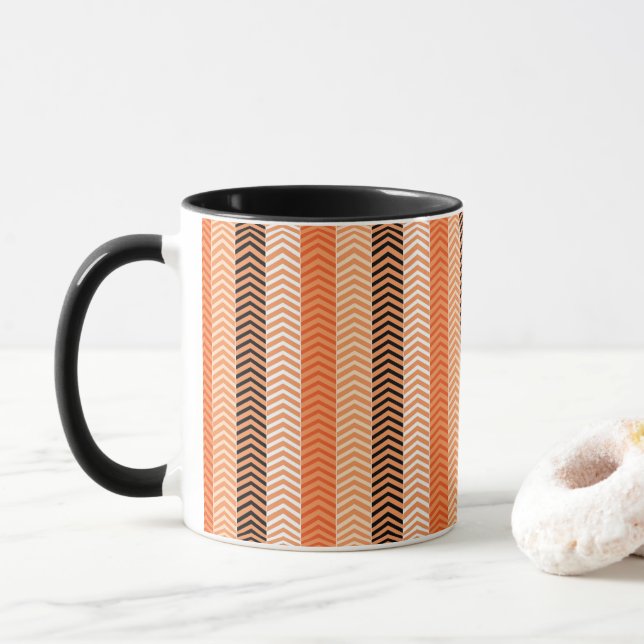 Tasse Motif moderne orange varié Chevron Stripes (Avec donut)