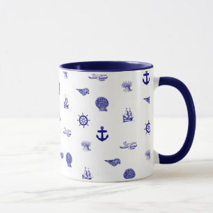 Tasse Motif nautique de bleu marine et blanc