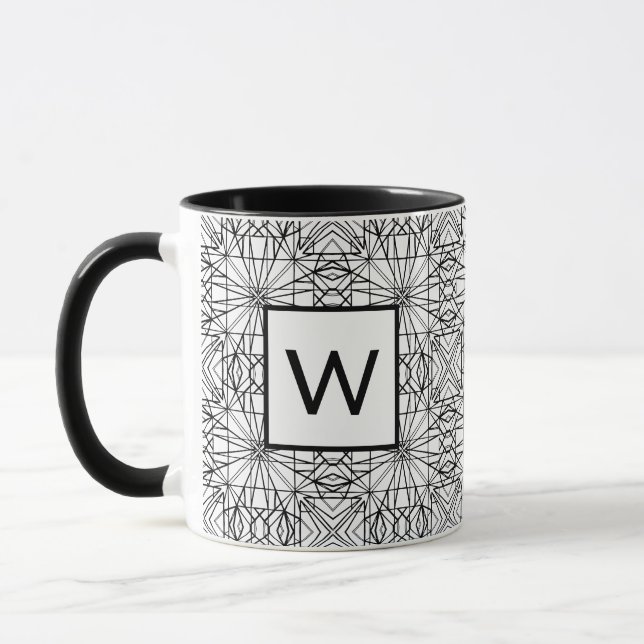 Tasse Motif noir et blanc avec Monogramme (2 côtés) (Gauche)