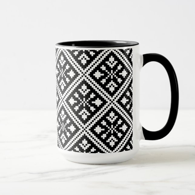 Tasse Motif noir et blanc de flocons de neige de Noël (Droite)
