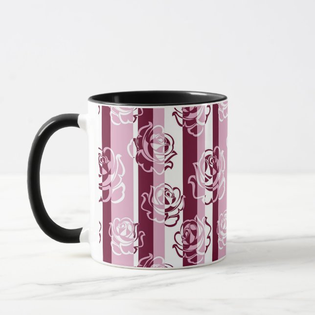 Tasse Motif rayé avec des roses (Gauche)