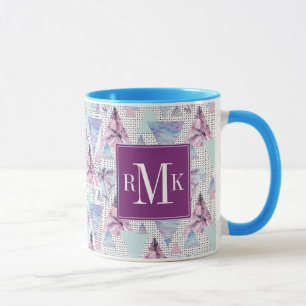 Tasse Motif rose et bleu d'aquarelle de palmier