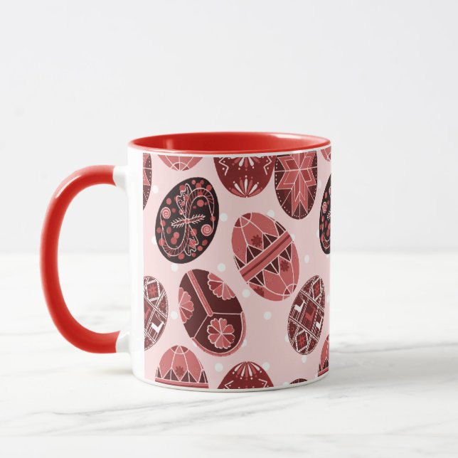 Tasse Motif rouge d'oeufs de pâques d'Ukrainien (Gauche)