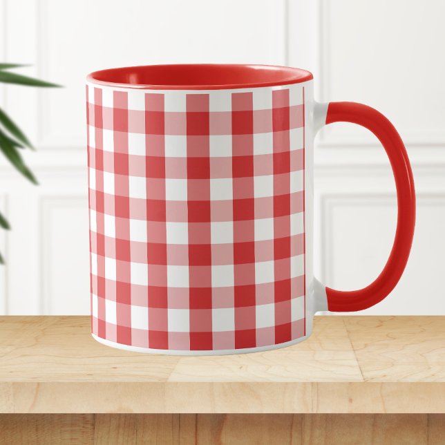 Tasse Motif rouge élégant de guingan (Créateur téléchargé)