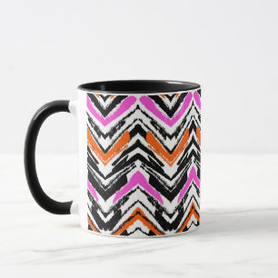 Tasse Motif tiré par la main noir, orange, et rose de