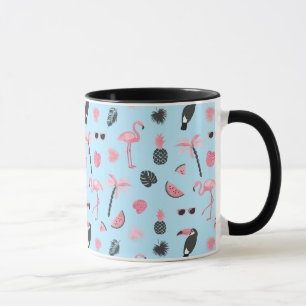 Tasse Motif tropical d'été rose et bleu