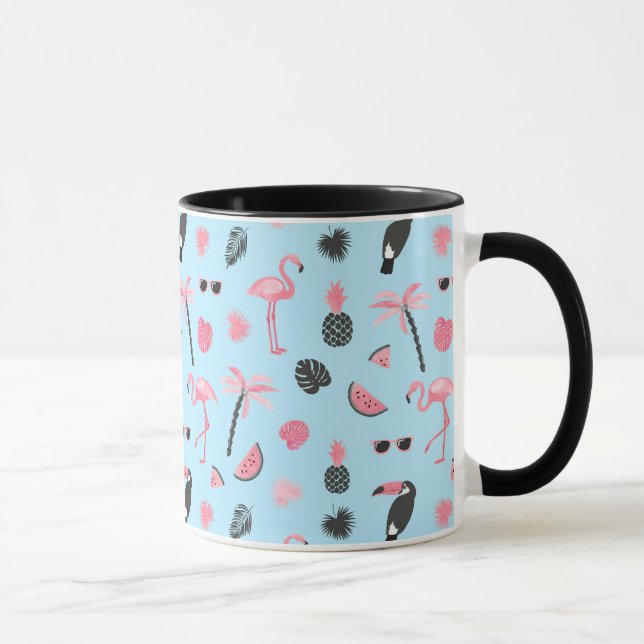 Tasse Motif tropical d'été rose et bleu (Droite)