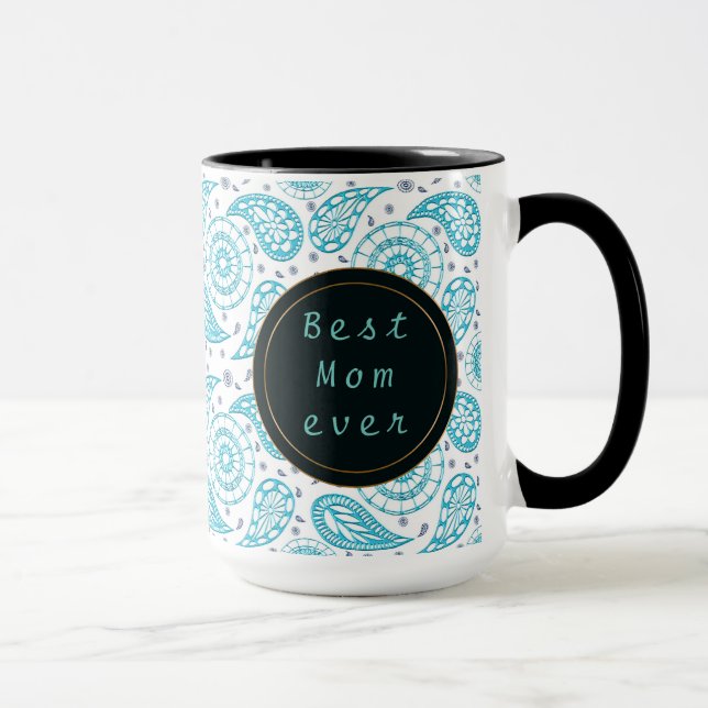 Tasse Motif turquoise de Paisley. texte (Droite)