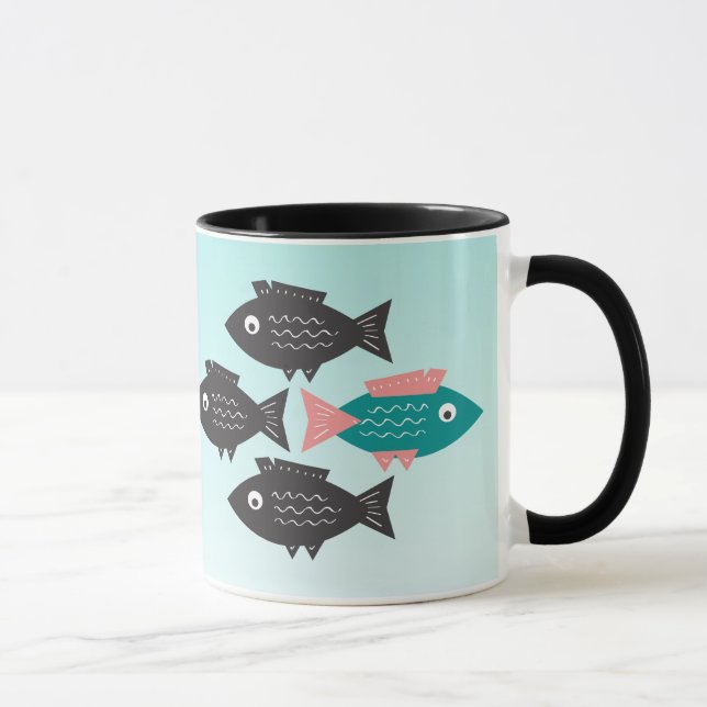 Tasse Motivation du poisson libre d'esprit dire (Droite)