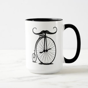 Tasse Moustache antiquaire à vélo à grande roue