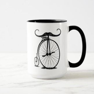 Tasse Moustache antiquaire à vélo à grande roue