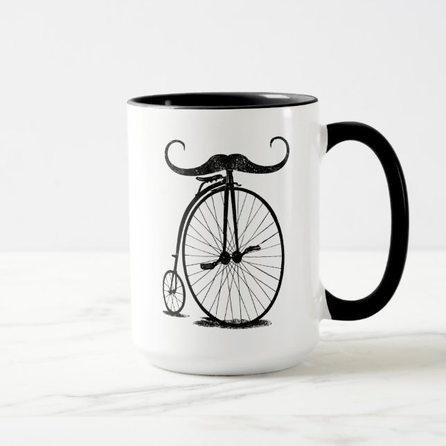 Tasse Moustache antiquaire à vélo à grande roue (Droite)