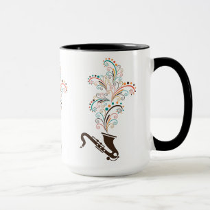 Tasse Musique colorée Saxophone & Fils Floraux
