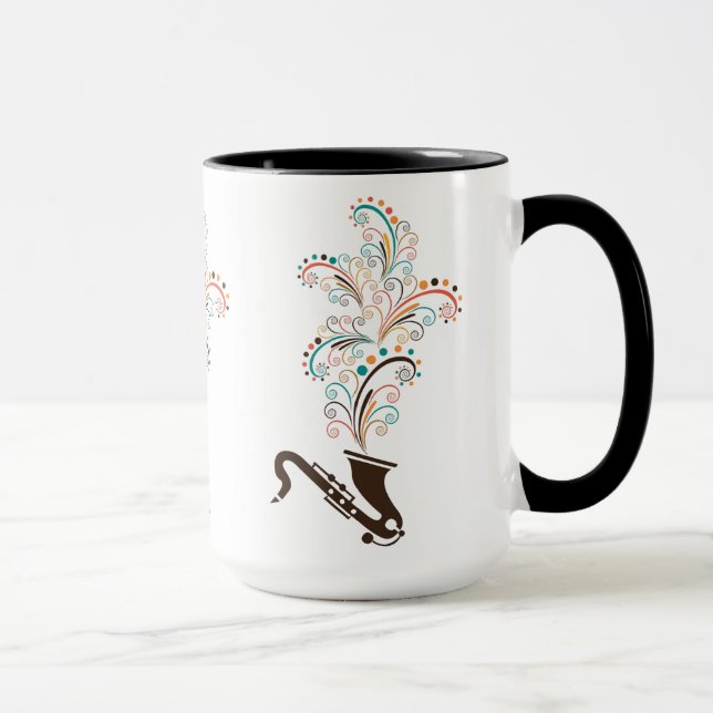 Tasse Musique colorée Saxophone & Fils Floraux (Droite)