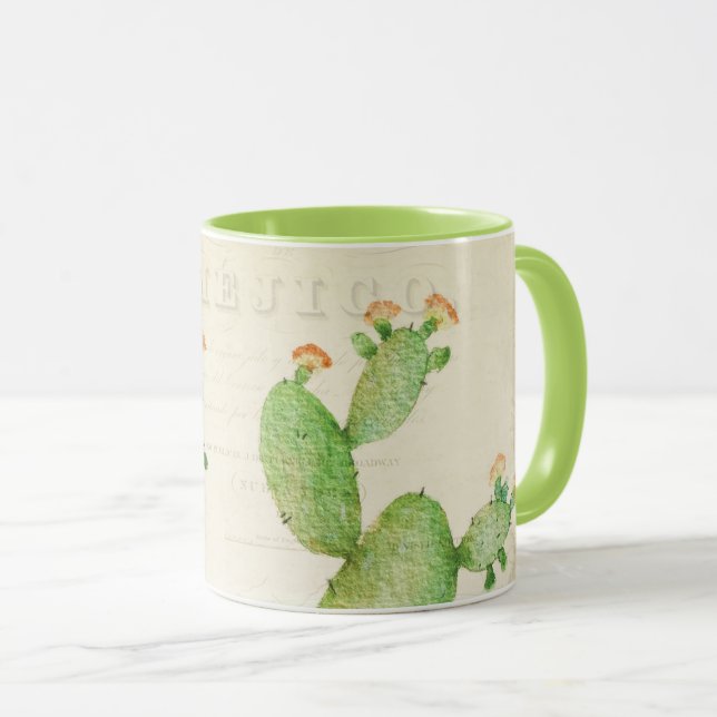 Tasse Musique d'aquarelle Vintage de Cactus (Devant droit)