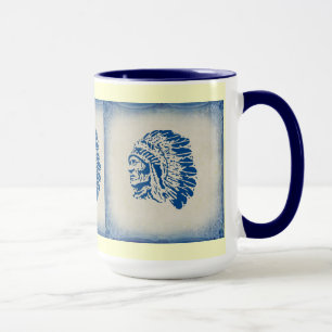 Tasse Musique en chef indien américain Blue Silhouette