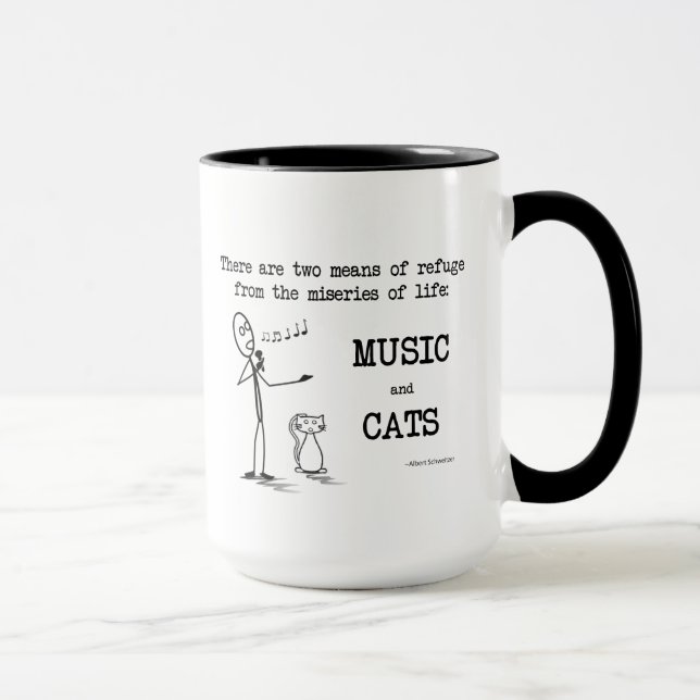 Tasse Musique et chats - Citation de Schweitzer (Droite)