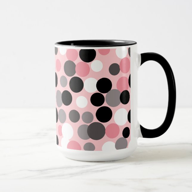 Tasse Musique Pois rose et gris rétro (Droite)