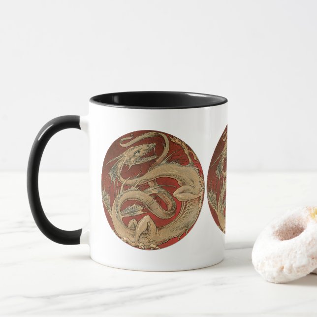Tasse Mythologie vintage, Dragon asiatique antique (Avec donut)