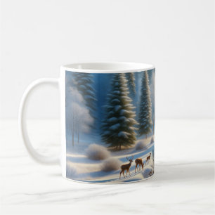 Tasse Nature, Cerf, Scène Hivernale, mug café faun