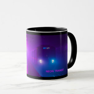 Tasse Neon Subway Vaporwave – Café Rétro Cyberpunk