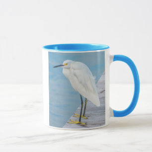 Tasse New Smyrna Beach, Aigrette neigeuse sur quai