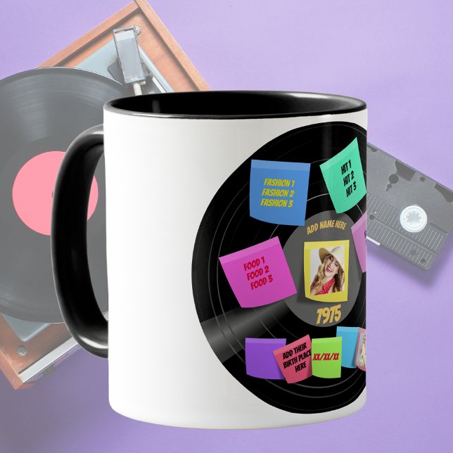 Tasse N'IMPORTE QUELLE Année Née 60s les années 70 Vinyl (Créateur téléchargé)