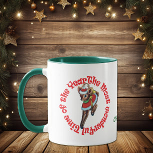 Tasse Noël Classique Reindeer Rétro Temps Merveilleux