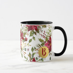 Tasse Noël Fête Poinsettia Fleur Holly Berry