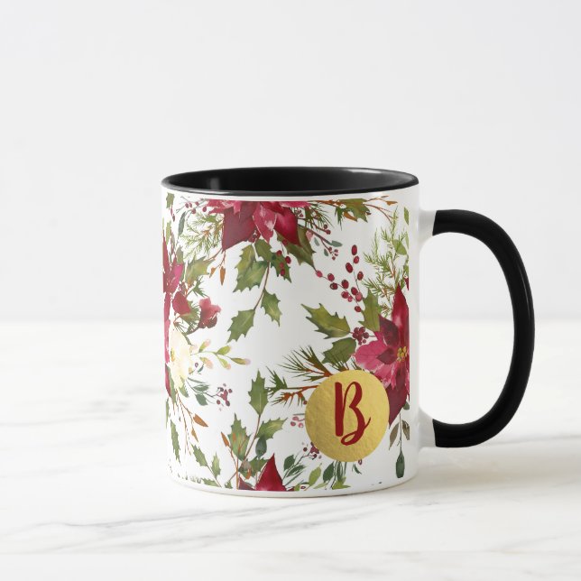 Tasse Noël Fête Poinsettia Fleur Holly Berry (Droite)