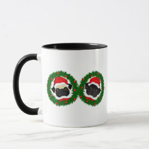 Tasse Noël mignon Carlin noir et Carlin de la faune Père