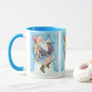 Tasse Noël mignon, le Père Noël sur Snowball avec jouets
