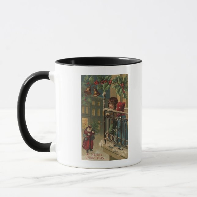 Tasse Noël SalutationEnfants regarder Père Noël (Gauche)