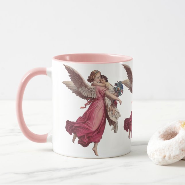 Tasse Noël vintage, Ange victorien Guardian (Avec donut)