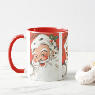Tasse Noël vintage, joyeux Père Noël avec sourire
