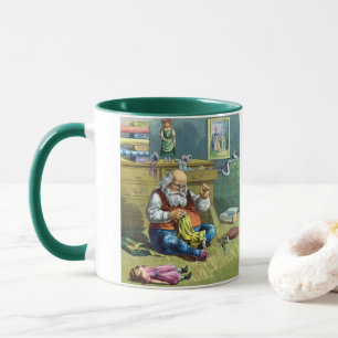 Tasse Noël Vintage, Père Noël Fabriquant Des Poupées De 