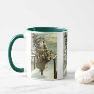 Tasse Noël vintage, Père Noël victorien avec des jouets