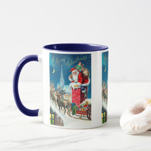 Tasse Noël Vintage Père Noël victorien sur Chimney