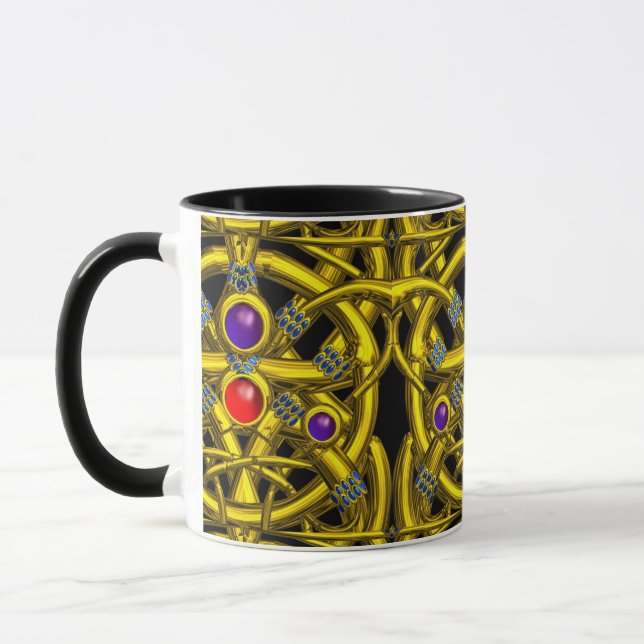 TASSE NOEUDS EN CELTIQUE D'OR ABSTRAIT AVEC PIERRES À GA (Gauche)